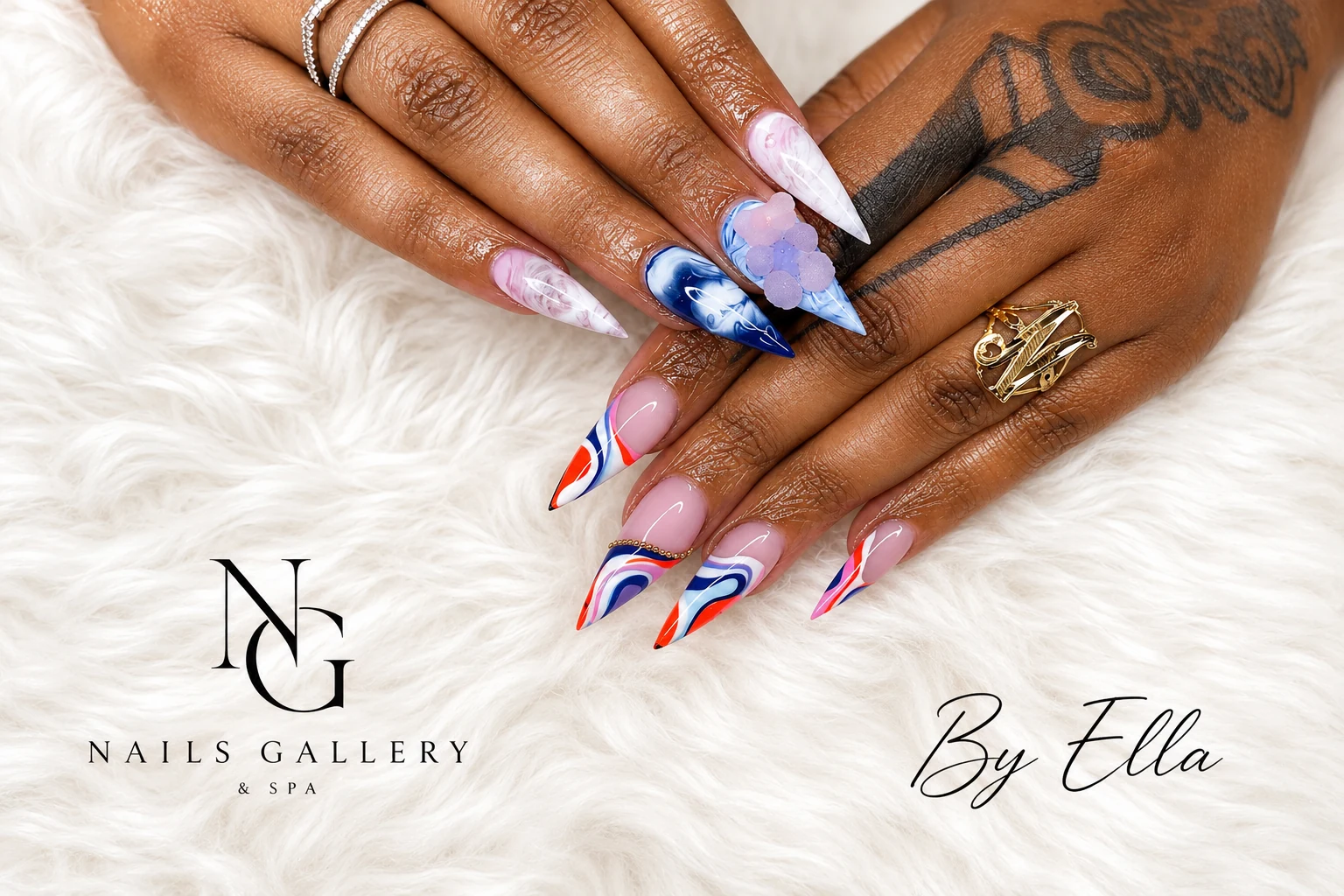 Abstract stiletto nail design