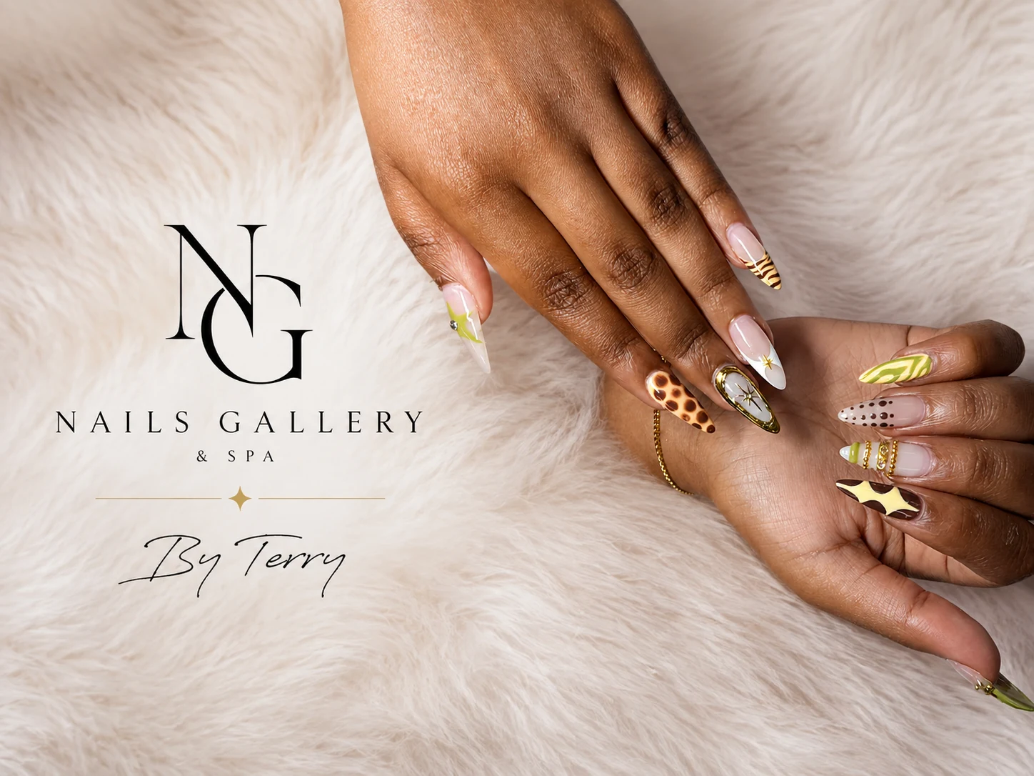 Modern mixed art nail design