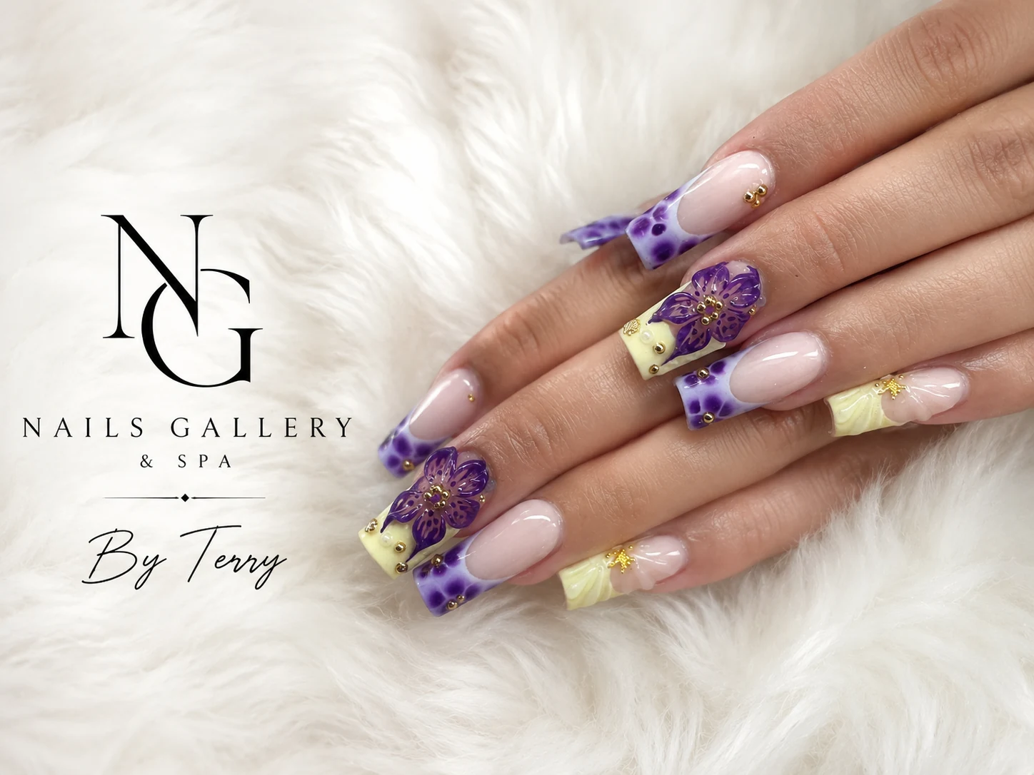 Lavender bloom nail design